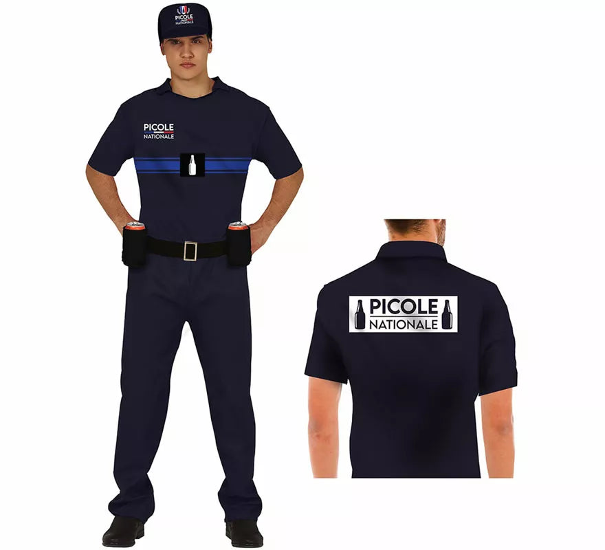 Translation missing: es.Disfraz de Policía Francés con Portabebidas para hombre