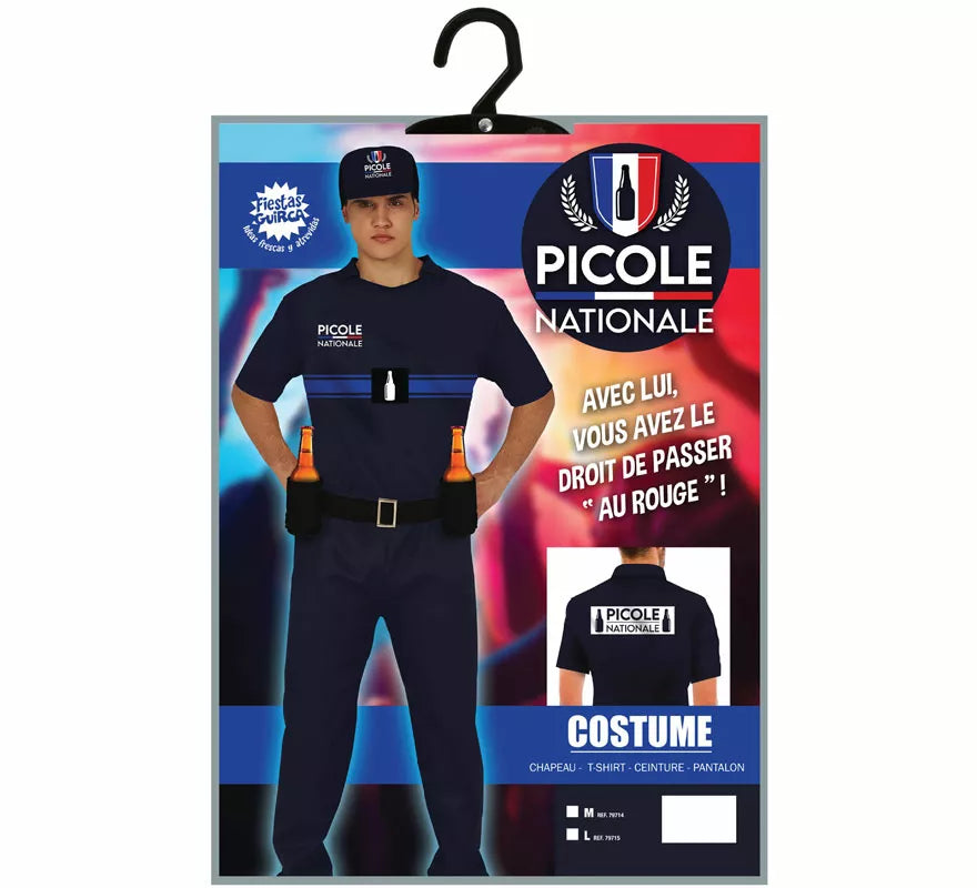 Translation missing: it.Disfraz de Policía Francés con Portabebidas para hombre