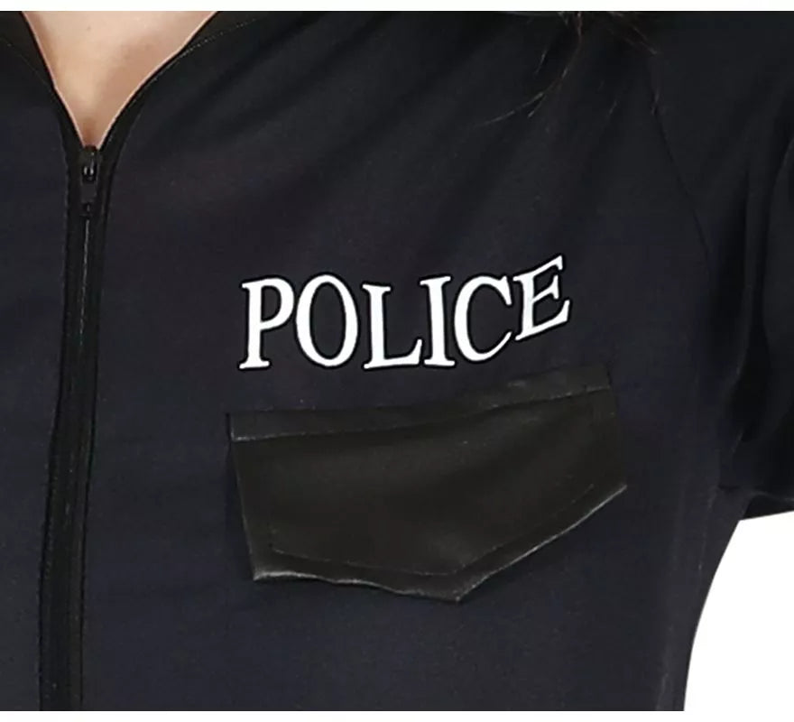 Translation missing: it.Disfraz de Policía Negro con pantalón para adolescente