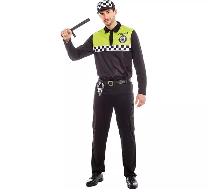 Translation missing: it.Disfraz de Policía Negro y Amarillo para Hombre