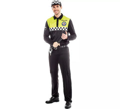 Costume da poliziotto nero e giallo per uomo