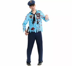 Costume da poliziotto zombie con berretto per uomo