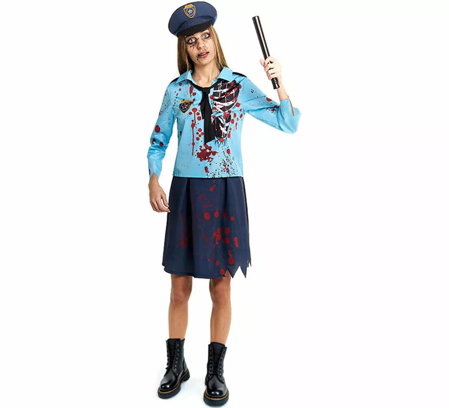 Translation missing: it.Disfraz de Policía Zombie con Gorra para mujer