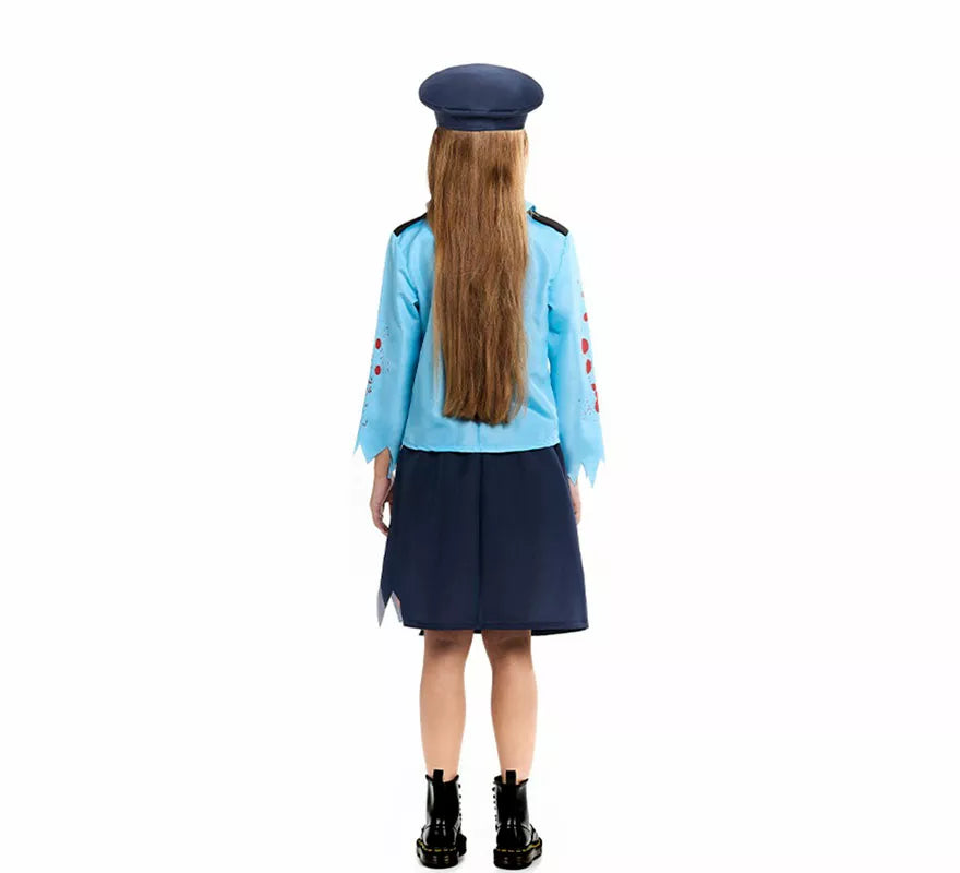 Translation missing: it.Disfraz de Policía Zombie con Gorra para niña
