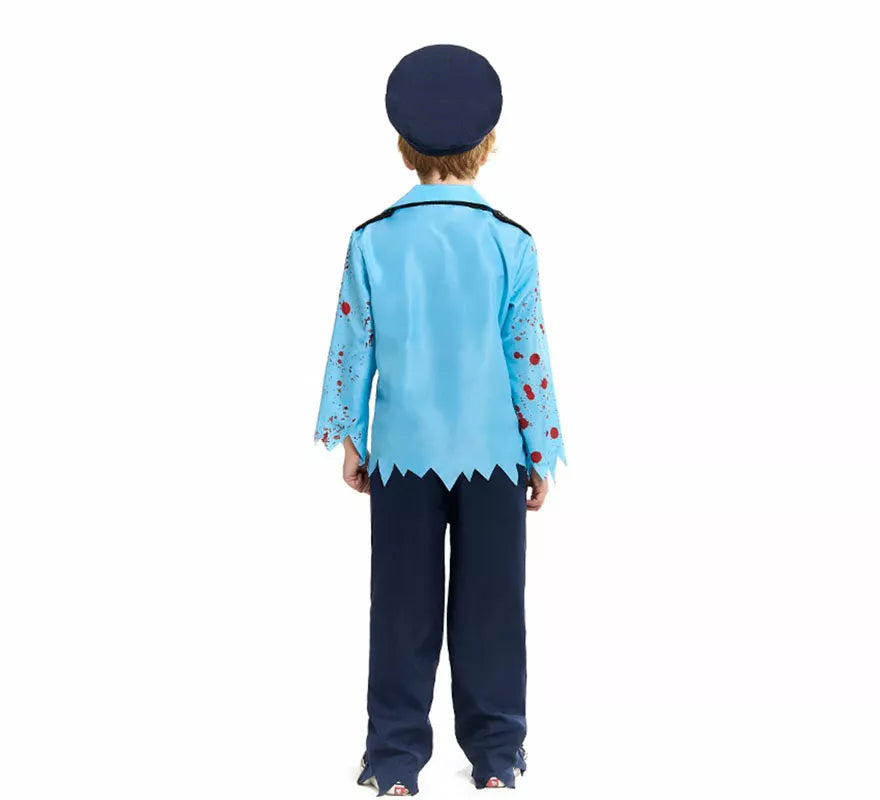 Translation missing: it.Disfraz de Policía Zombie con Gorra para niño