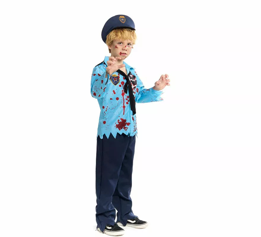 Translation missing: it.Disfraz de Policía Zombie con Gorra para niño