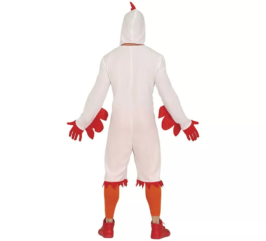 Translation missing: it.Disfraz de Pollo blanco con capucha para hombre