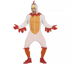 Costume da gallina bianca con cappuccio per uomo