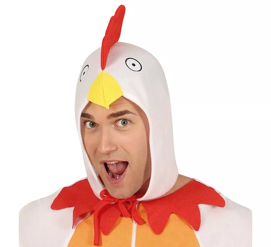 Translation missing: it.Disfraz de Pollo blanco con capucha para hombre