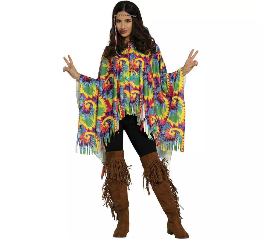 Translation missing: it.Disfraz de Poncho Hippie para mujer