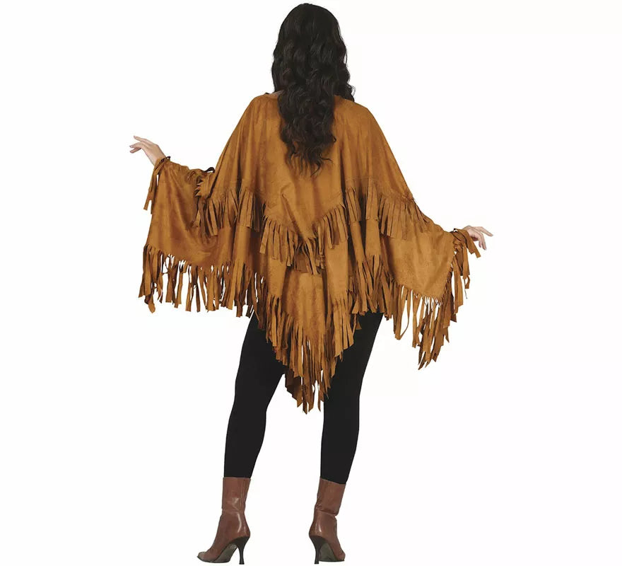 Translation missing: it.Disfraz de Poncho Marrón Indio para mujer