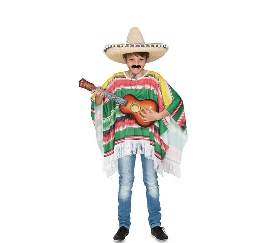 Translation missing: es.Disfraz de Poncho Mexicano a rayas para niños