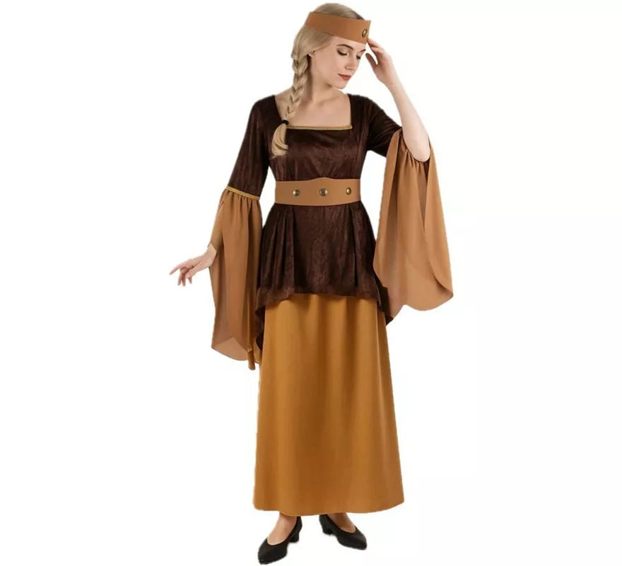 Translation missing: it.Disfraz de Posadera Medieval marrón para mujer