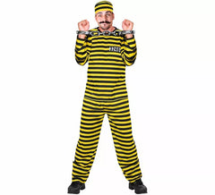 Costume da prigioniero a righe gialle e nere da uomo