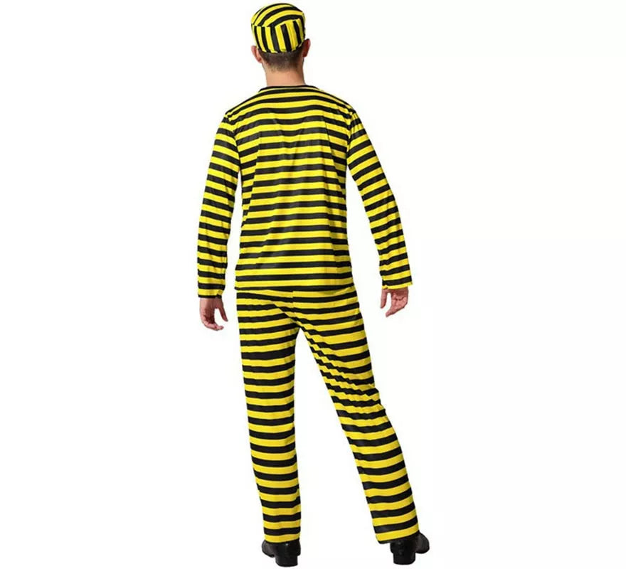 Disfraz de Preso amarillo a rayas para hombre