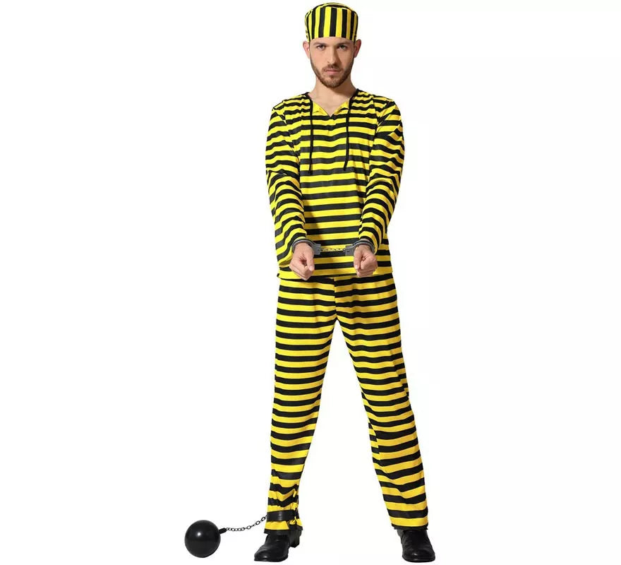 Translation missing: it.Disfraz de Preso amarillo a rayas para hombre