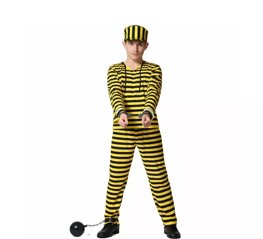 Translation missing: it.Disfraz de Preso amarillo a rayas para hombre
