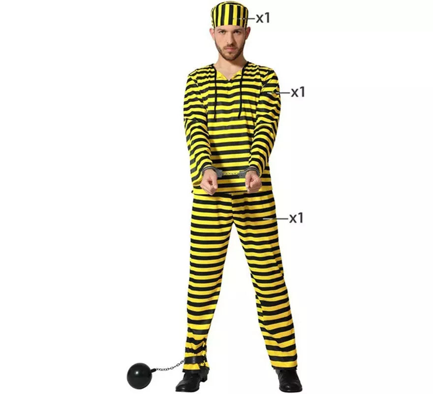 Translation missing: it.Disfraz de Preso amarillo a rayas para hombre