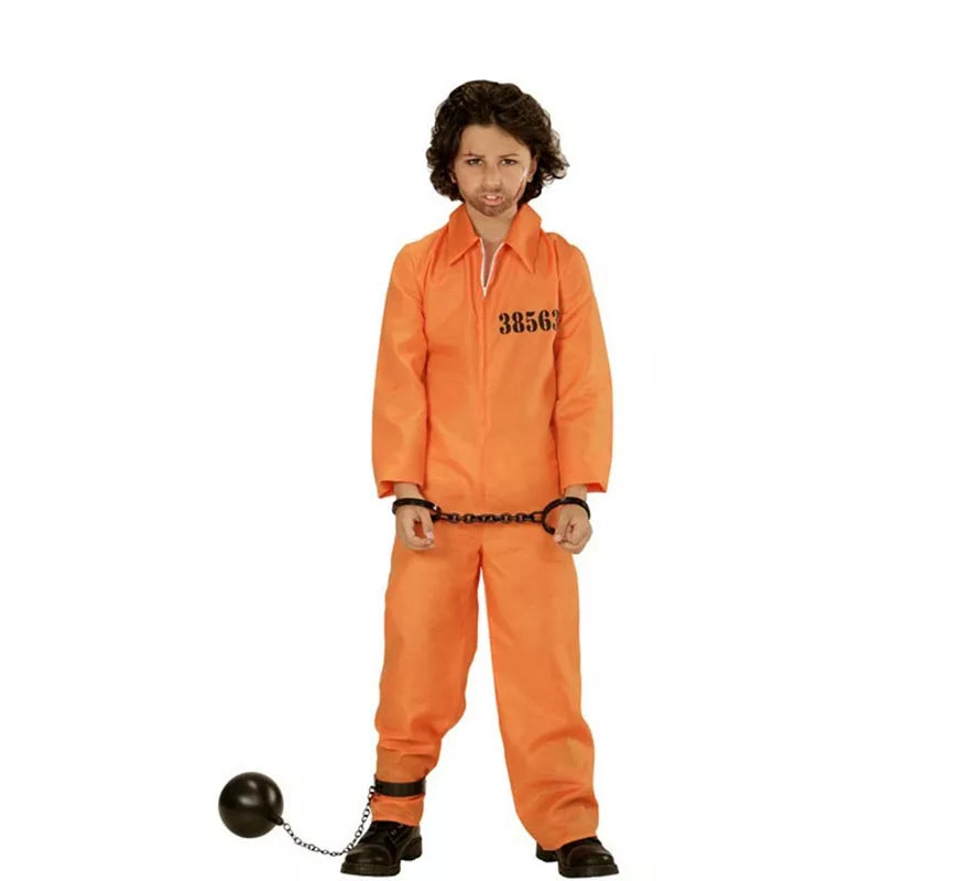 Translation missing: it.Disfraz de Preso con Identificación naranja para niño