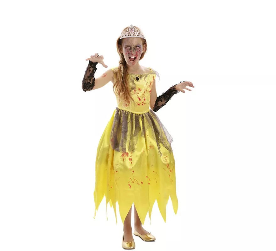 Translation missing: it.Disfraz de Princesa amarilla Zombie para niña