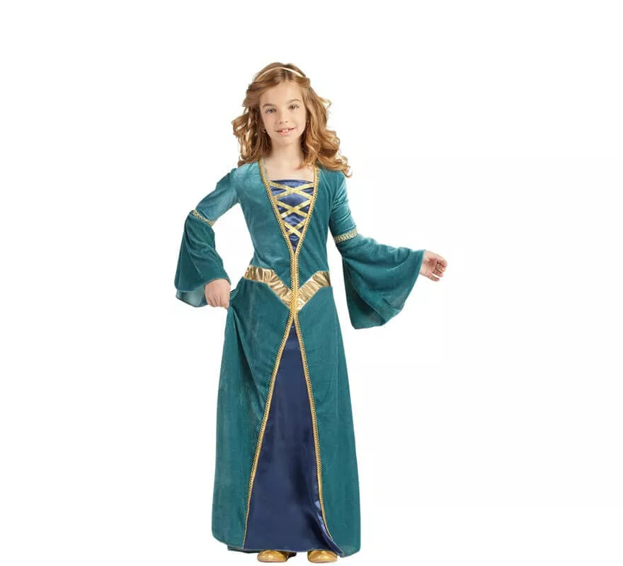 Translation missing: it.Disfraz de Princesa Medieval Verde para niña