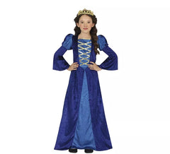 Disfraz de Princesa o Noble Medieval azul para niña