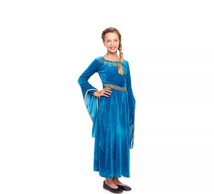 Translation missing: it.Disfraz de Princesa Vikinga o Medieval Azul para niña
