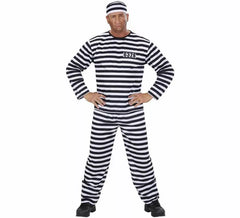 Costume da prigioniero a righe bianche e nere da uomo
