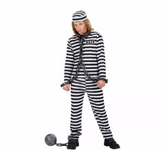 Costume da prigioniero a strisce bianche e nere per bambini