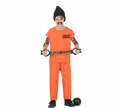 Costume da prigioniero arancione con cappello per bambino