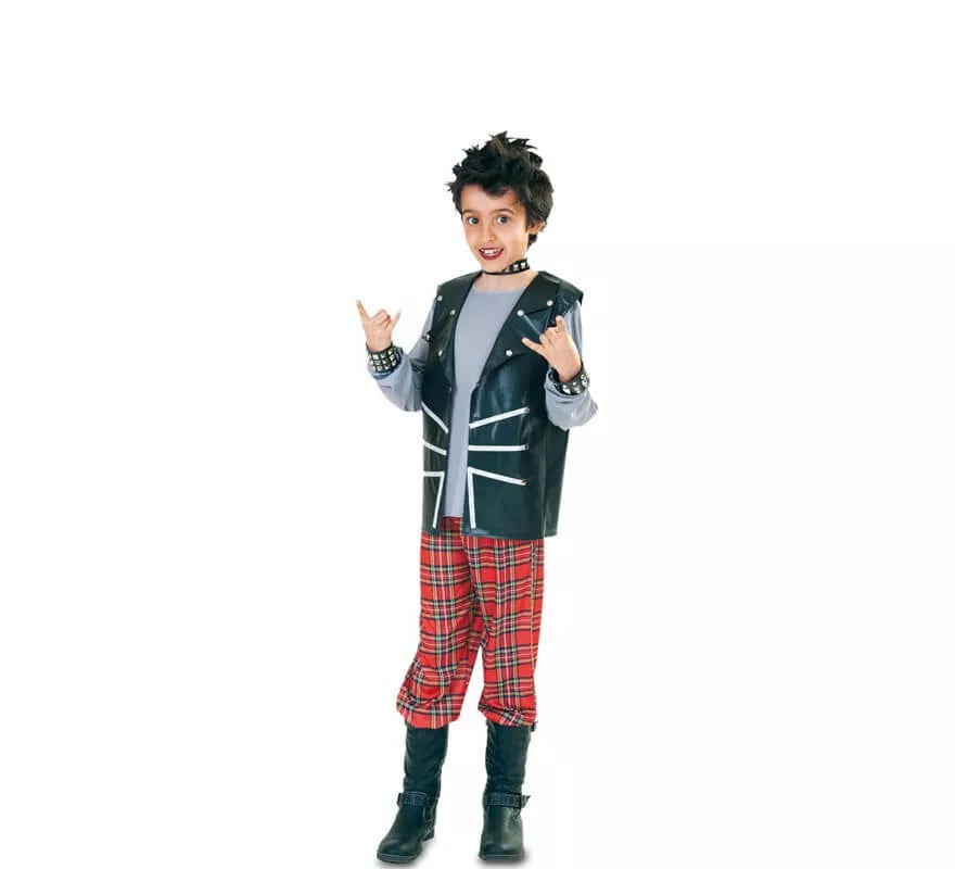 Translation missing: it.Disfraz de Punk a cuadros escoceses para niño