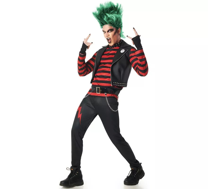 Translation missing: it.Disfraz de Punky a Rayas para hombre
