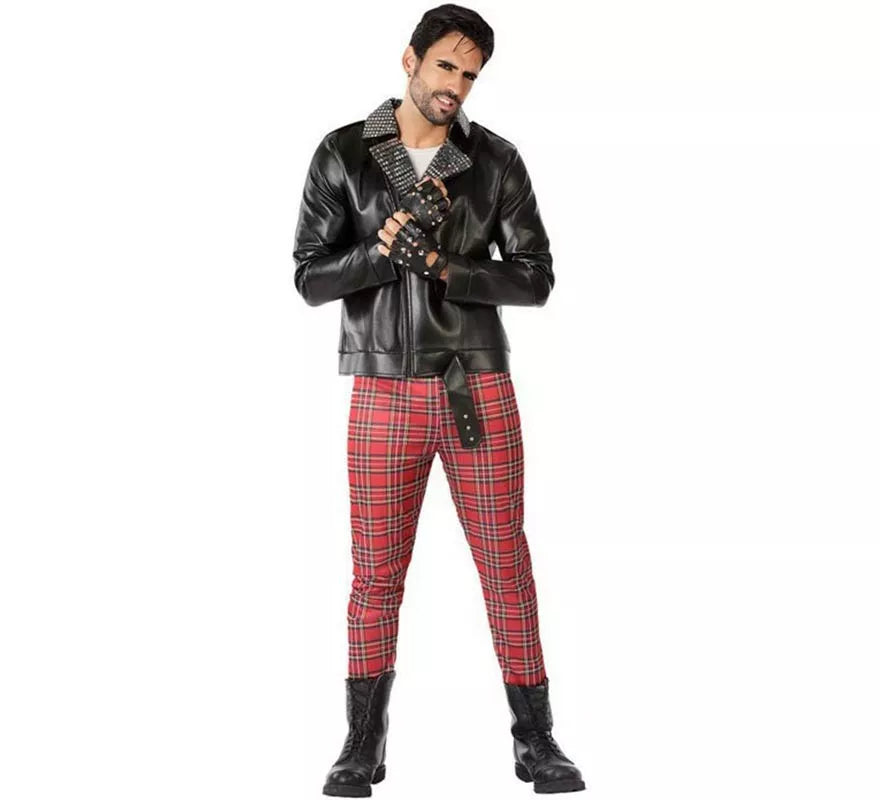 Translation missing: it.Disfraz de Punky Rojo y Negro para hombre