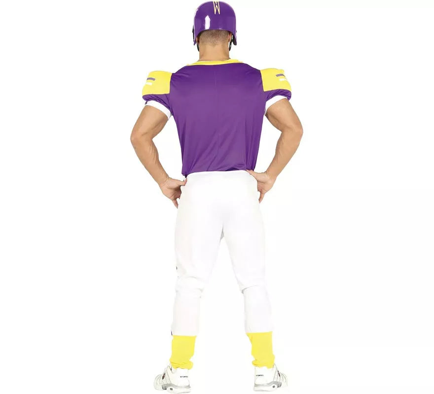 Translation missing: it.Disfraz de Quarterback USA morado y amarillo para hombre