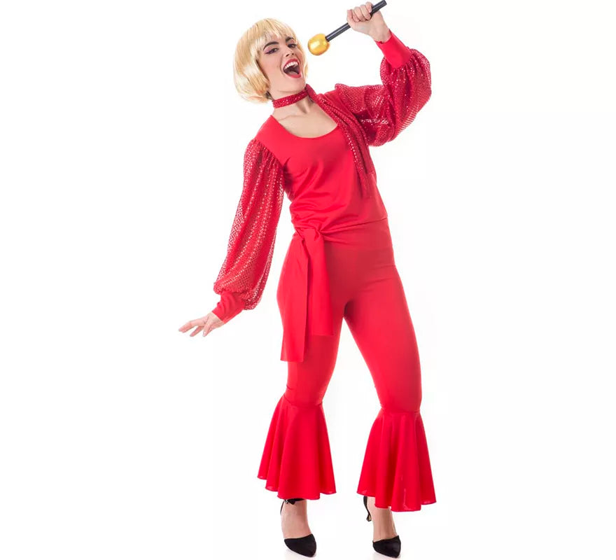 Disfraz de Raffaella Carrà rojo para adultos