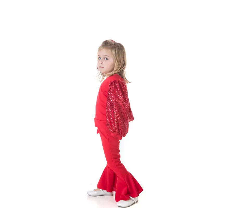 Translation missing: es.Disfraz de Raffaella Carrà rojo para niña