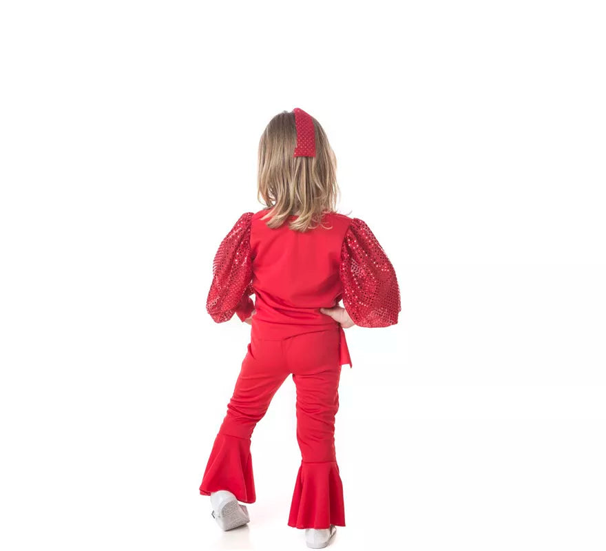 Translation missing: es.Disfraz de Raffaella Carrà rojo para niña