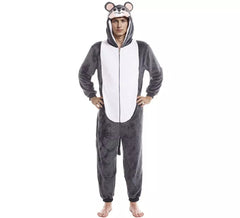 Costume da topo grigio con cappuccio per uomo