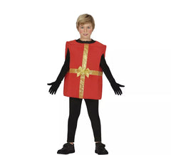 Costume regalo rosso con nastro dorato per bambini