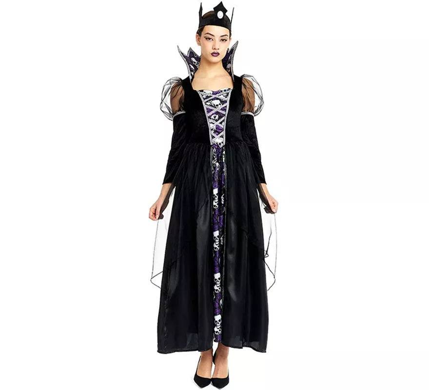 Translation missing: it.Disfraz de Reina Calavera oscura con corona para mujer