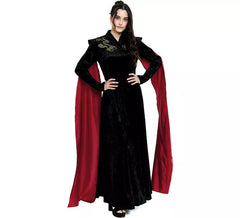 Costume da Regina Drago Nero con maniche rosse per donna