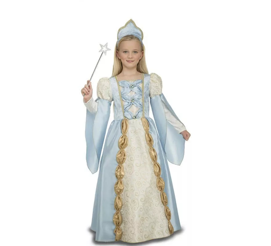 Translation missing: es.Disfraz de Reina Medieval Azul para niña