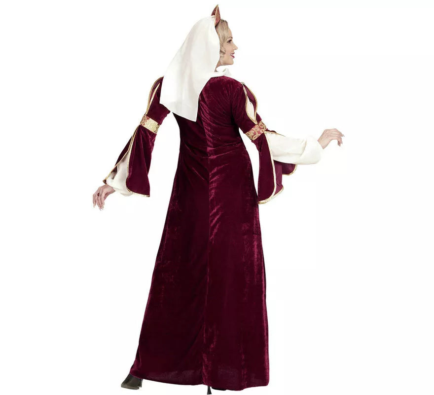 Translation missing: es.Disfraz de Reina Medieval Burdeos para mujer