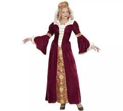 Costume da regina medievale bordeaux per donna