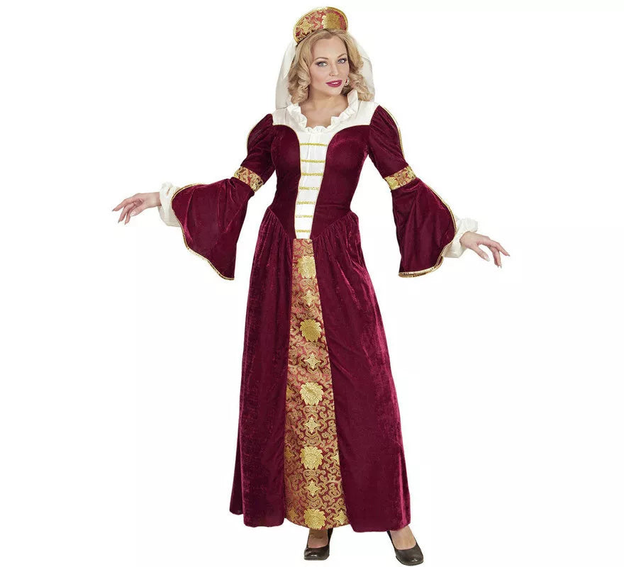 Translation missing: es.Disfraz de Reina Medieval Burdeos para mujer