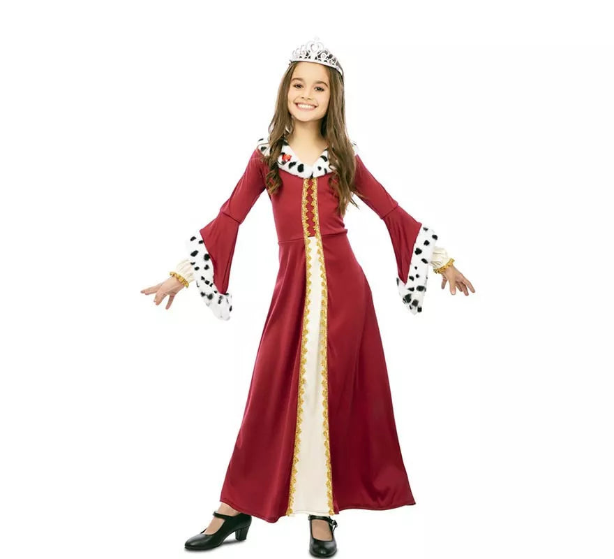 Translation missing: es.Disfraz de Reina Medieval con estampado deluxe para niña