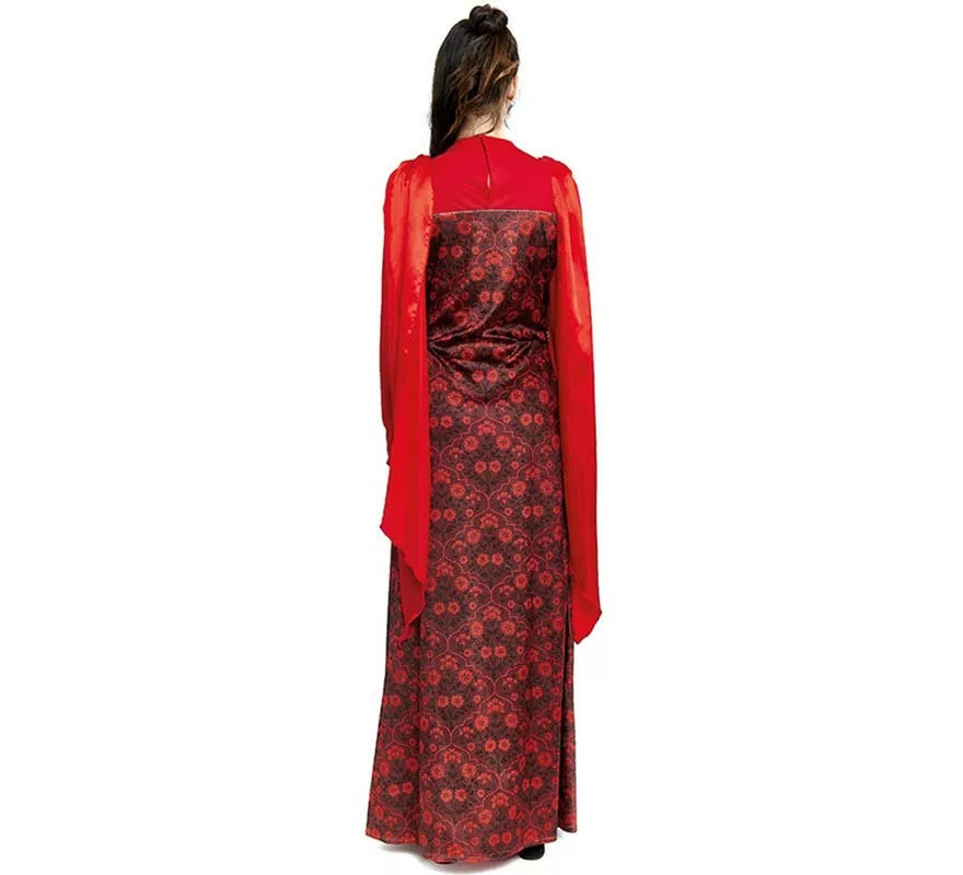 Translation missing: it.Disfraz de Reina Medieval rojo estampado floral para mujer