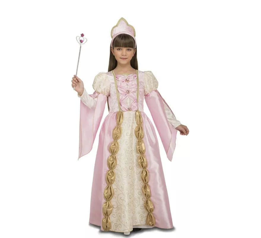 Translation missing: es.Disfraz de Reina Medieval Rosa para niña