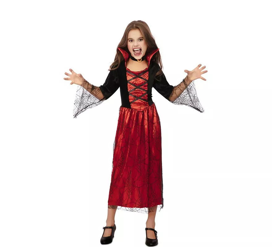 Translation missing: es.Disfraz de Reina Vampira antigua rojo para niña
