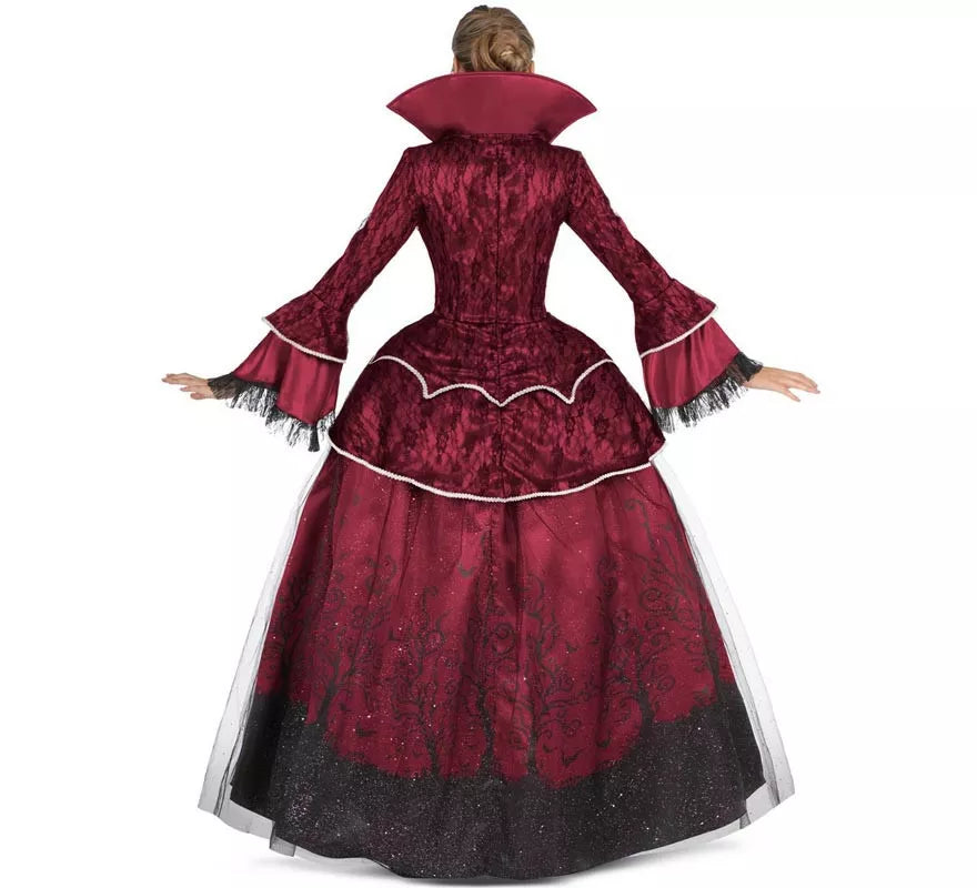 Translation missing: it.Disfraz de Reina Vampiresa burdeos con enagua para mujer